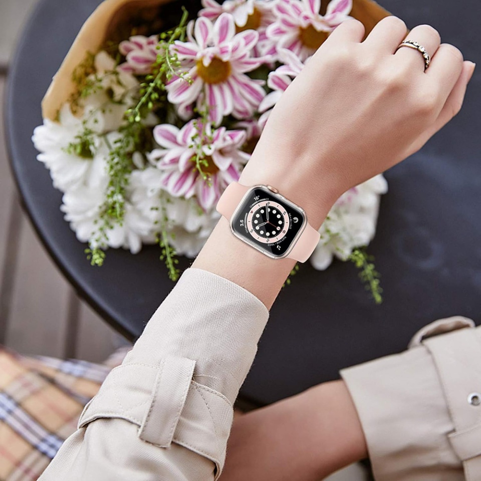 Husa Protectie 360°, Ultra-Subtire, Anti-Soc pentru Apple Watch 4 / 5 / 6 / SE (44mm), Anti-Soc Full Screen - Transparenta - 2 | YEO