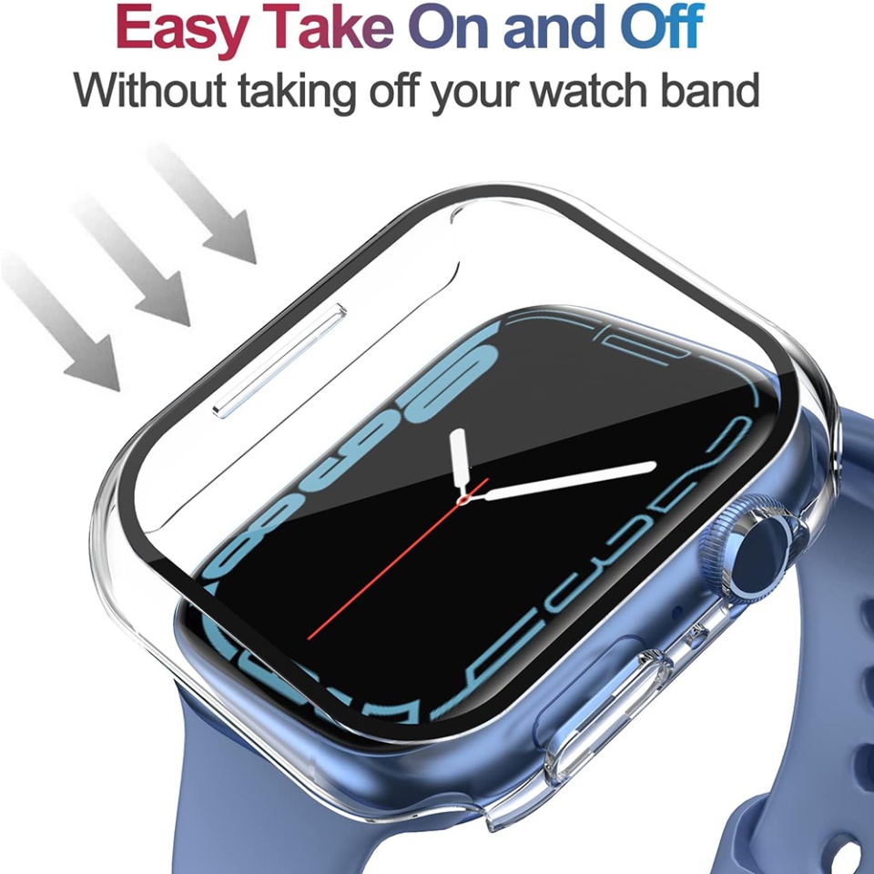 Husa Protectie 360°, Ultra-Subtire, Anti-Soc pentru Apple Watch 7 (41mm), Anti-Soc Full Screen - Transparenta - 2 | YEO