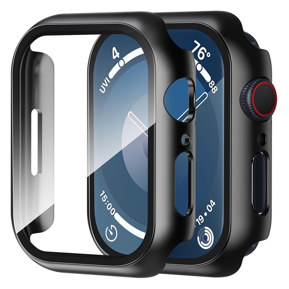Husa Protectie 360°, Ultra-Subtire, Anti-Soc pentru Apple Watch 7 (45mm), Anti-Soc Full Screen - Negru