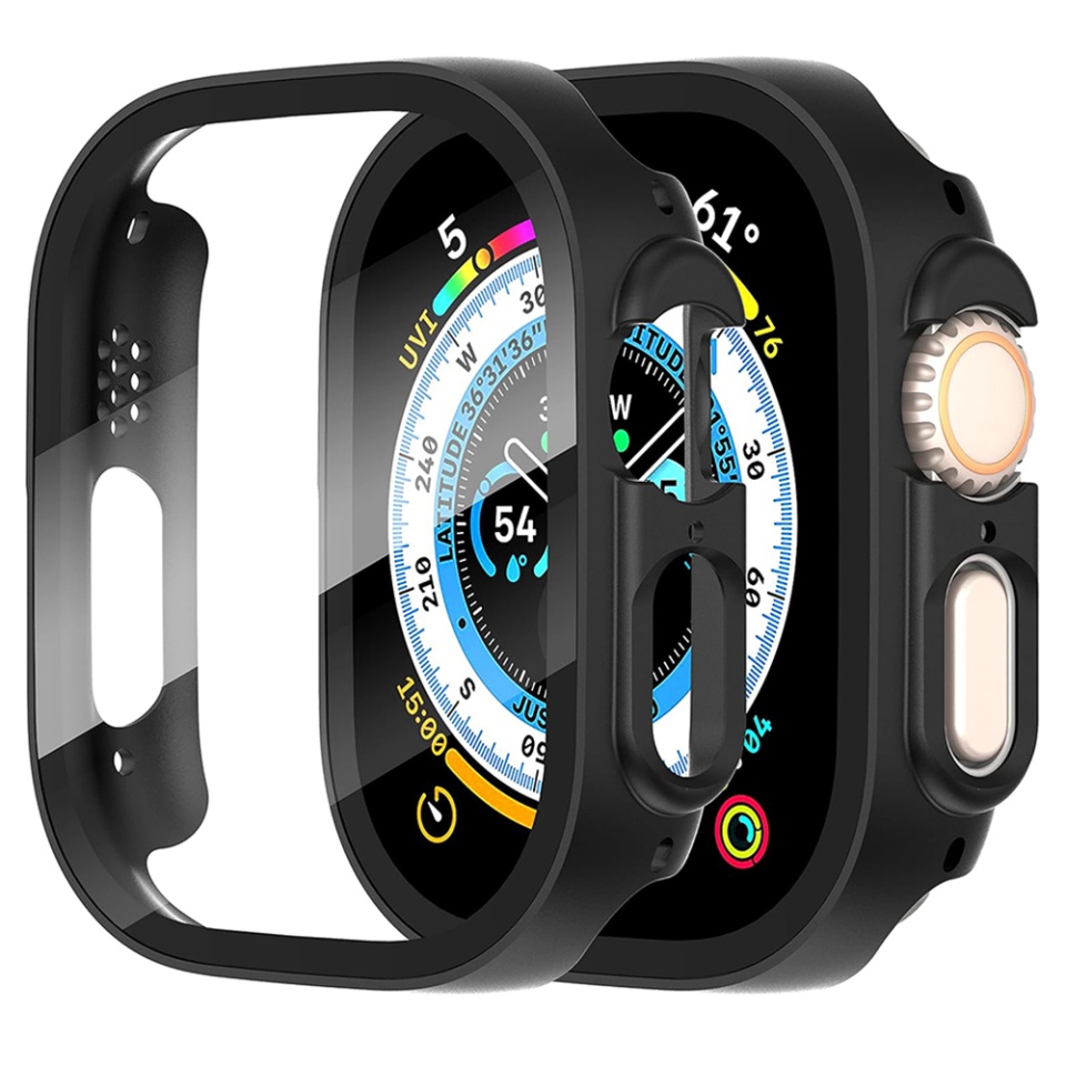 Husa Protectie 360°, Ultra-Subtire, Anti-Soc pentru Apple Watch Ultra / Ultra 2, Anti-Soc Full Screen - Negru