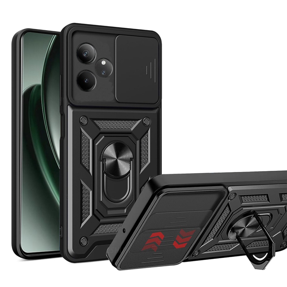 Husa Realme GT 6 / GT 6T cu inel magnetic si protectie camera Skyddar CamShield - Negru