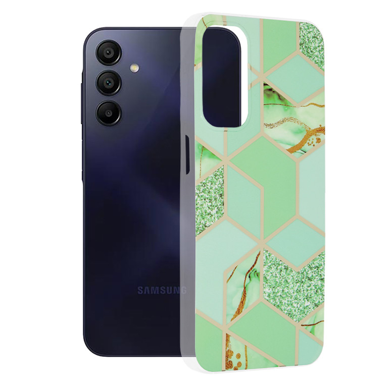 Husa Samsung Galaxy A15 4G / A15 5G Marble Series, Techsuit - Green Hex