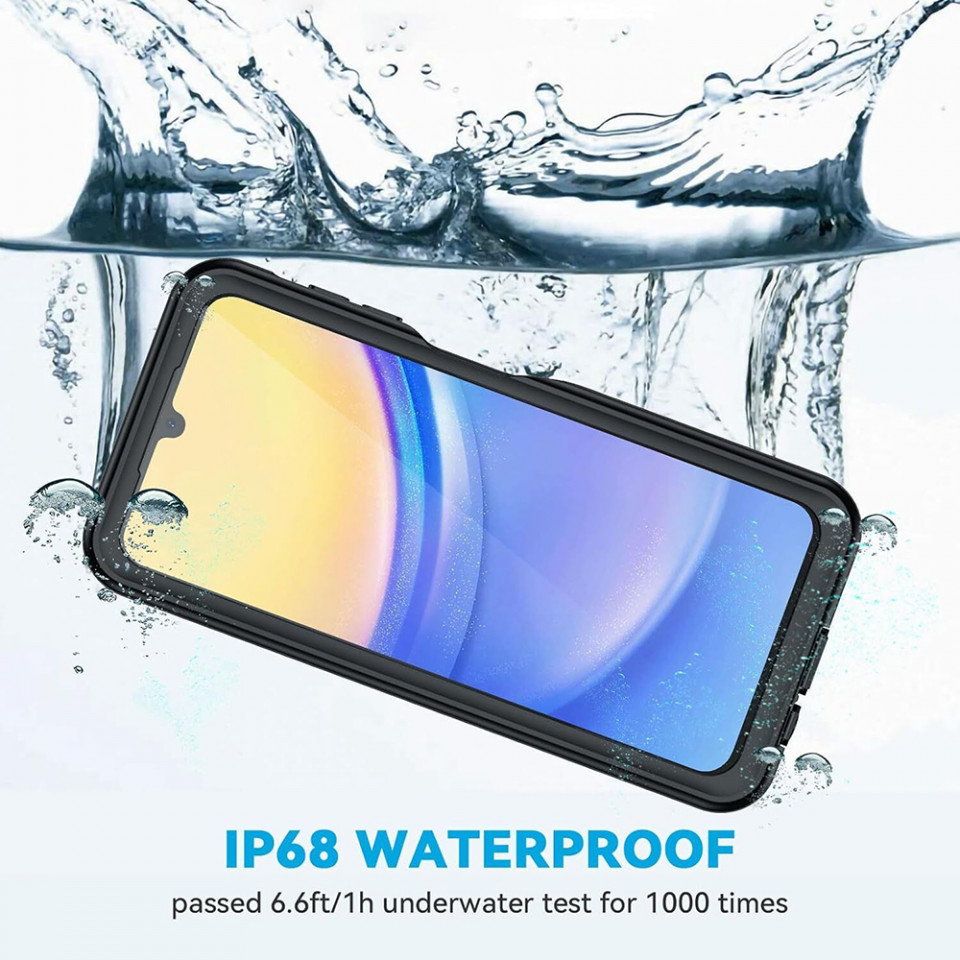 Husa Samsung Galaxy A15 4G / Galaxy A15 5G rezistenta la apa, Waterproof IP68, ShellBox - Negru - 1 | YEO