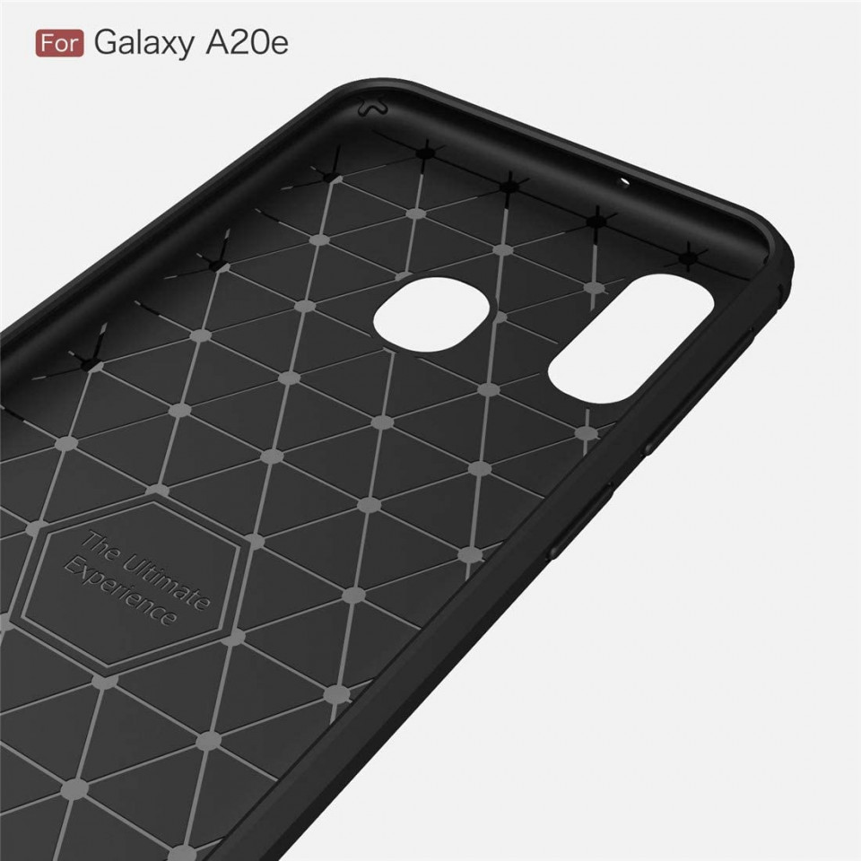 Husa Samsung Galaxy A20e din silicon, Slim, cu textura Fibra Carbon - Negru - 1 | YEO