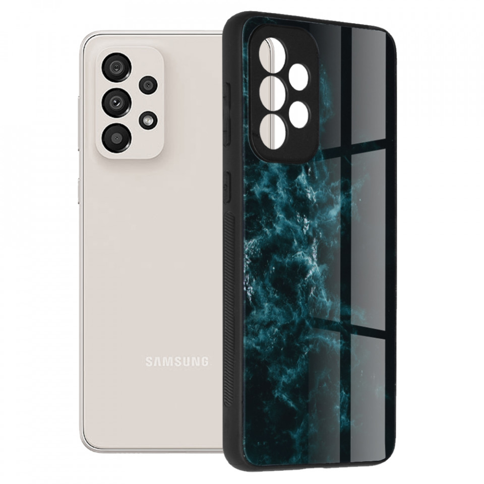 Husa Samsung Galaxy A33 5G cu sticla securizata, Techsuit Glaze - Blue Nebula