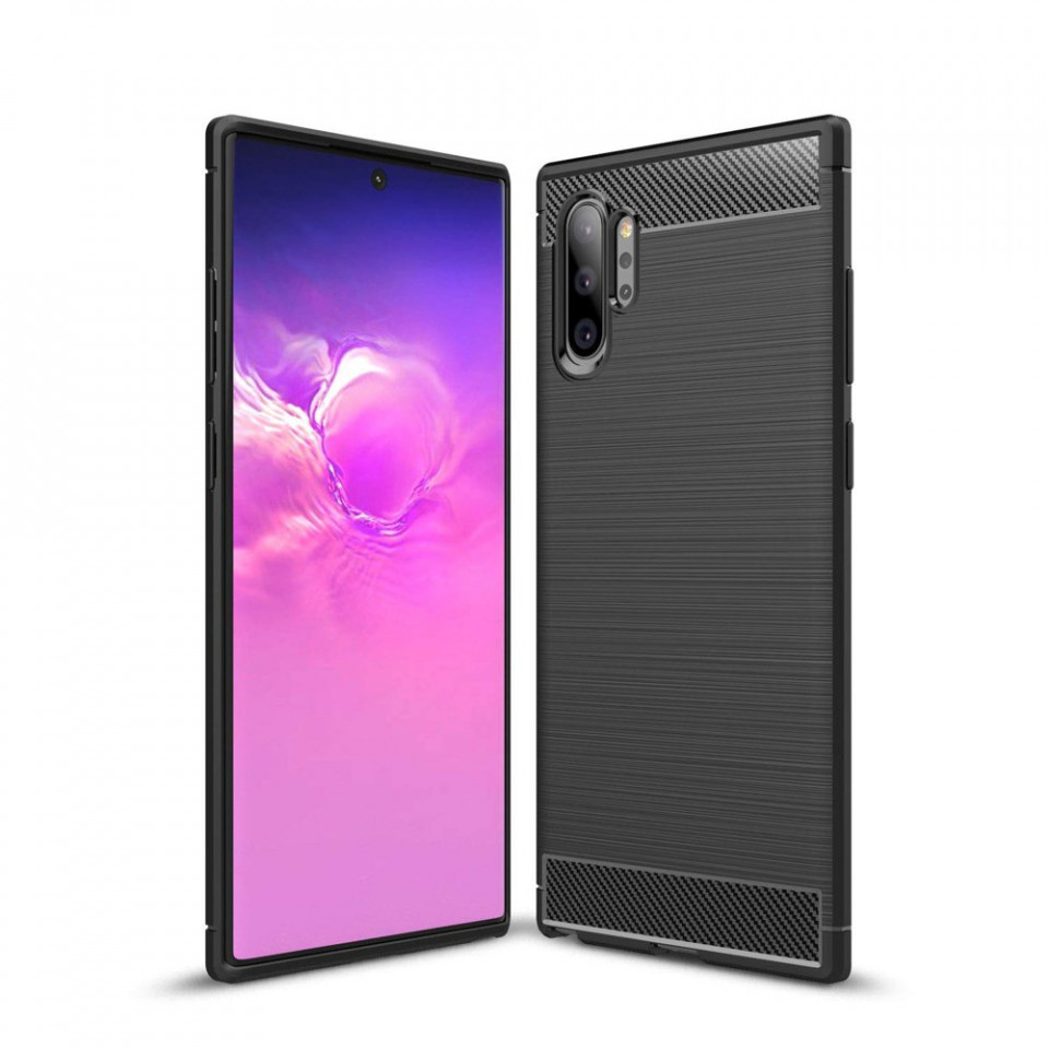 Husa Samsung Galaxy Note 10 Plus / 5G din silicon, Slim, cu textura Fibra Carbon - Negru - 1 | YEO