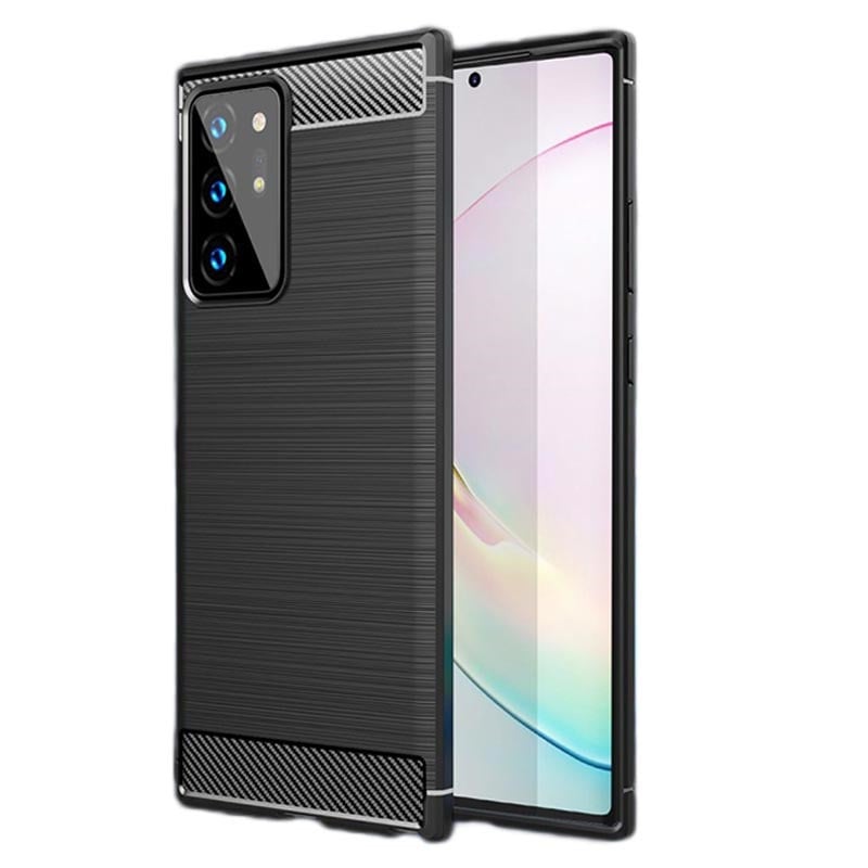 Husa Samsung Galaxy Note 20 Ultra din silicon, Slim, cu textura Fibra Carbon - Negru