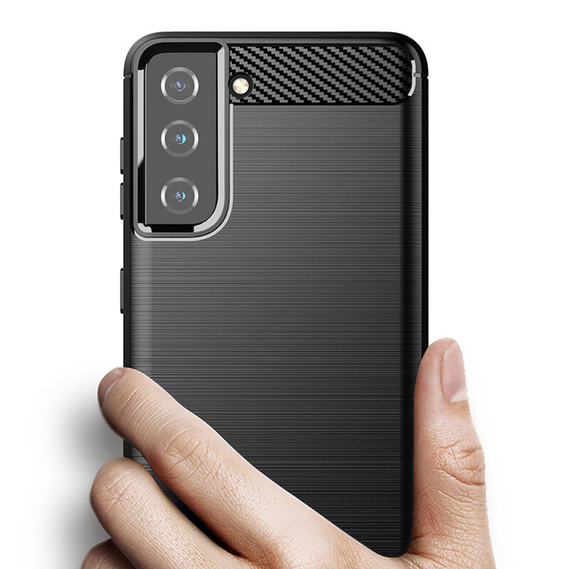 Husa Samsung Galaxy S21 PLUS din silicon, Slim, cu textura Fibra Carbon - Negru - 2 | YEO