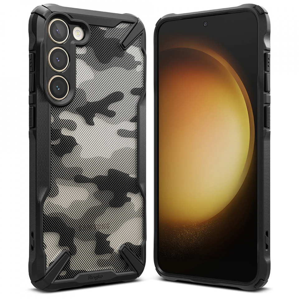 Husa Samsung Galaxy S23 Plus, Ringke Fusion X Design - Camo black