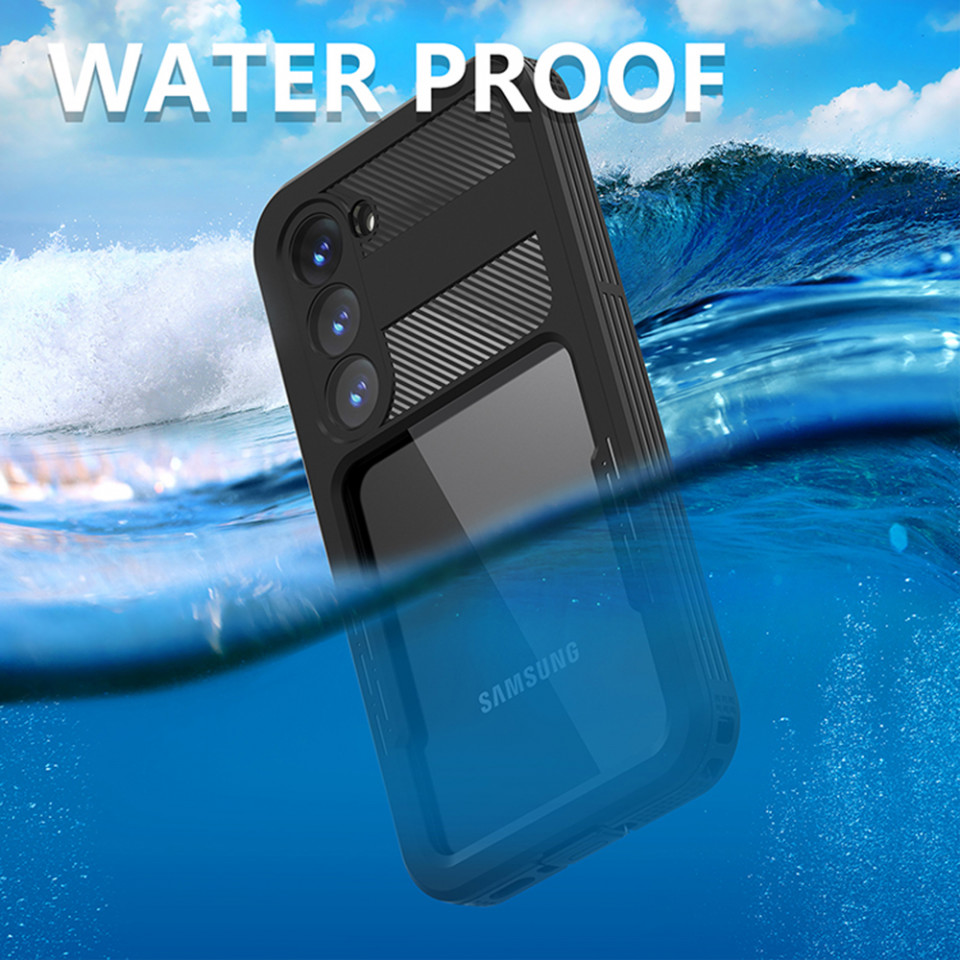 Husa Samsung Galaxy S23 rezistenta la apa, Waterproof IP68, ShellBox - Negru - 3 | YEO
