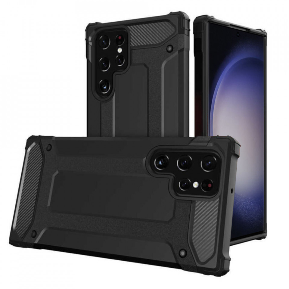 Husa Samsung Galaxy S23 Ultra din plastic dur, Techsuit Hybrid Armor - Negru