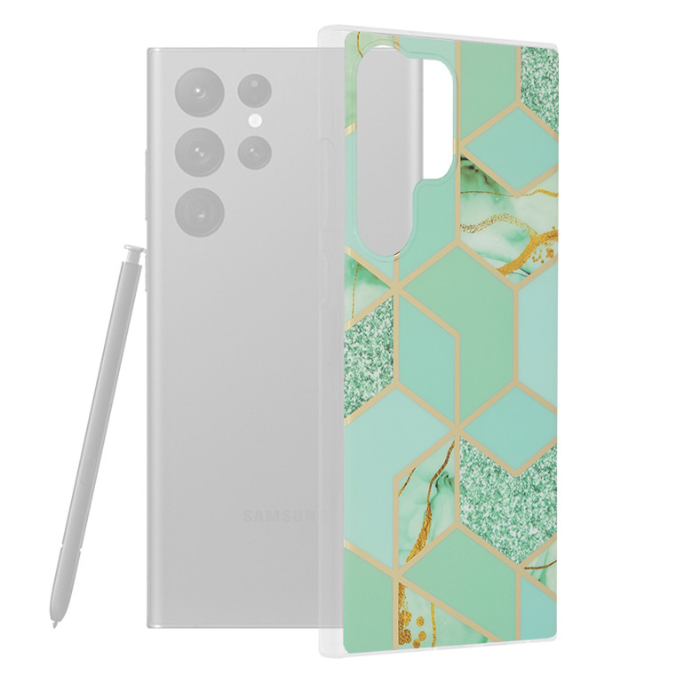 Husa Samsung Galaxy S23 Ultra Marble Series, Techsuit - Green Hex