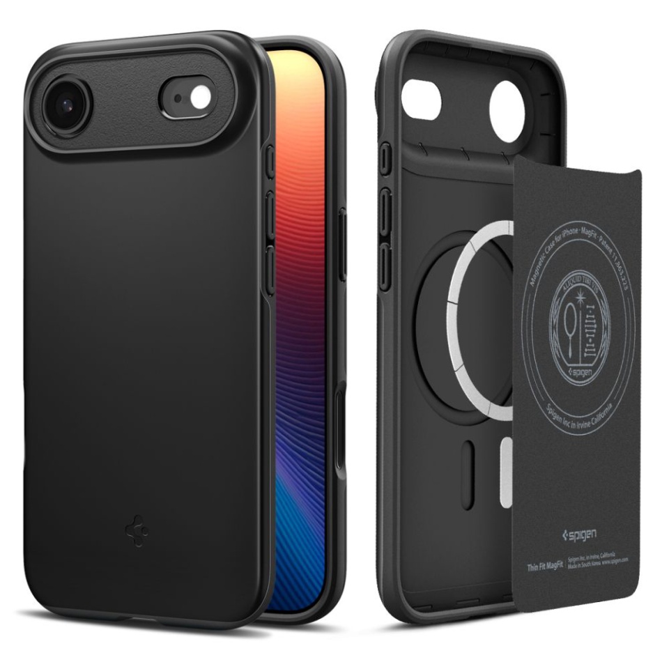Husa slim iPhone 17 Air, Spigen Thin Fit - Negru