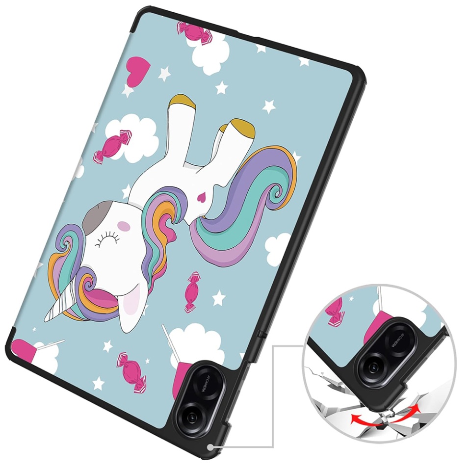 Husa tableta pentru Honor Pad X9 / X8 Pro, SKYDDAR INNOVATION, cu suport Multi-Unghi si functie Sleep/Wake, FoldPro, Unicorn, set cu sticker - 1 | YEO