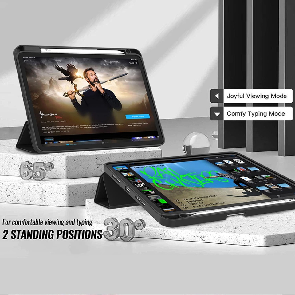Husa tableta pentru iPad Pro 11 (2018 / 2020 / 2021 / 2022) cu suport cu 2 Unghiuri și functie Sleep/Wake, SKDR OfficeMate - Verde deschis - 3 | YEO