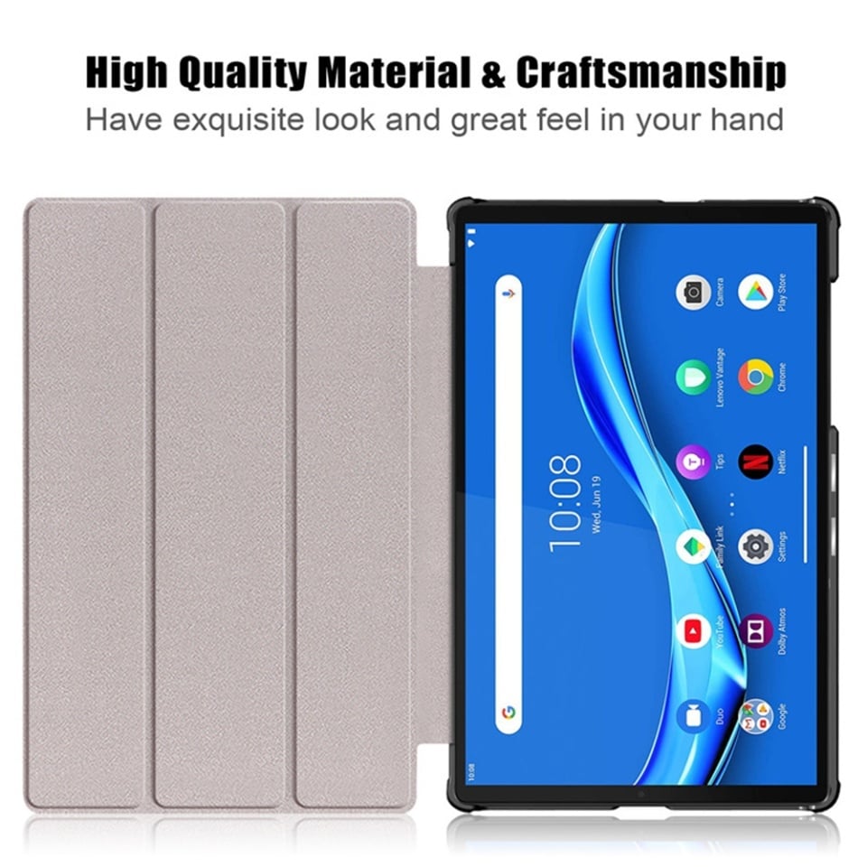 Husa tableta pentru Lenovo Tab M10 Plus Gen 3 (TB-125F/TB-128F), SKYDDAR INNOVATION, cu suport Multi-Unghi si functie Sleep/Wake, FoldPro, Rosu, set cu sticker - 1 | YEO