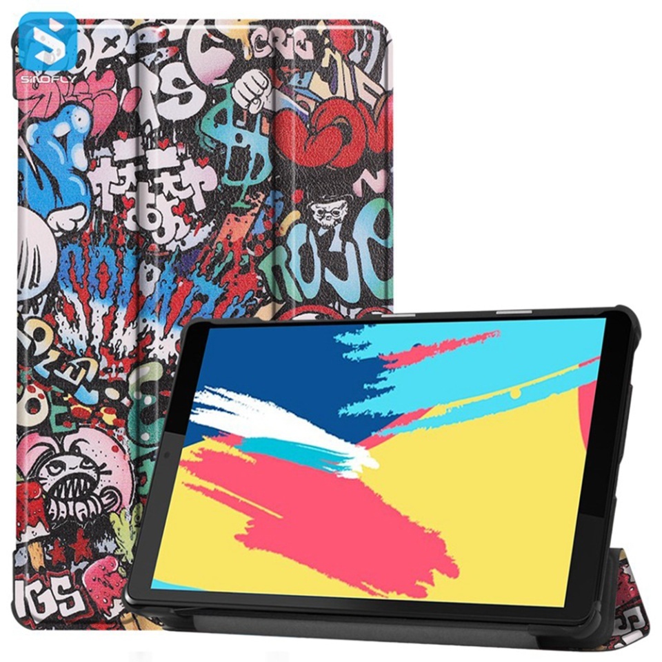 Husa tableta pentru Lenovo Tab M10 TB-X605F/X505F, SKYDDAR INNOVATION, cu suport Multi-Unghi si functie Sleep/Wake, FoldPro, Multicolor, set cu sticker