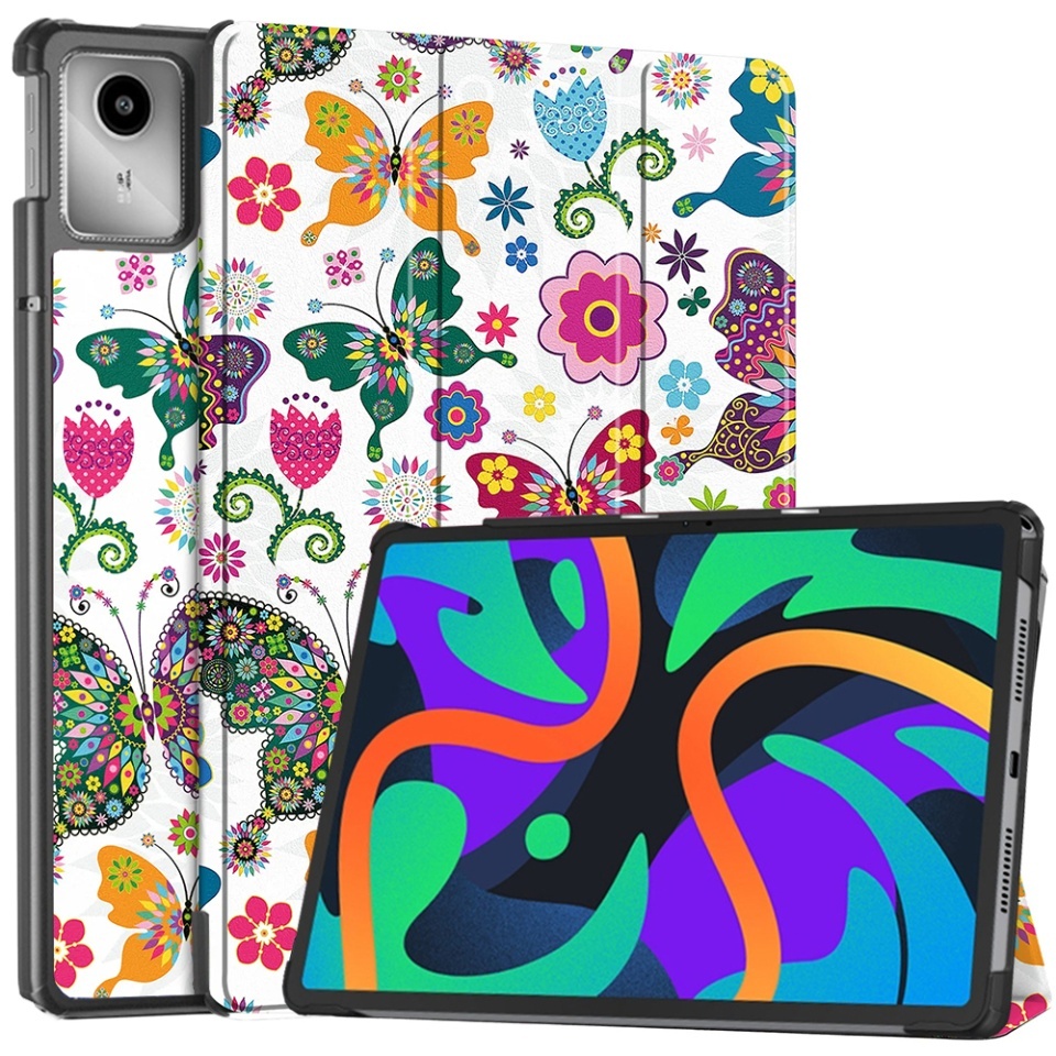 Husa tableta pentru Lenovo Tab M11, SKYDDAR INNOVATION, cu suport Multi-Unghi si functie Sleep/Wake, FoldPro, Butterfly, set cu sticker