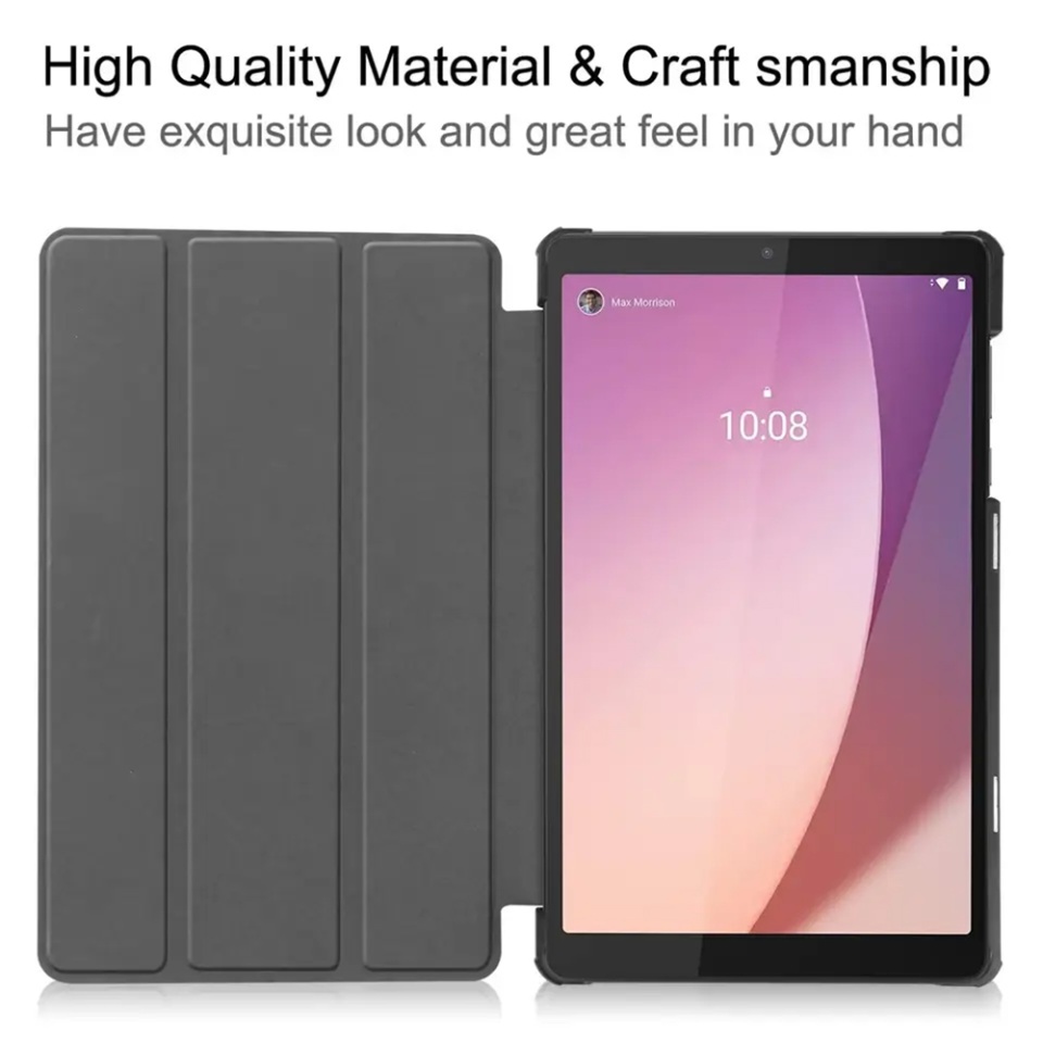Husa tableta pentru Lenovo Tab M8 Gen 4 8.0, SKYDDAR INNOVATION, cu suport Multi-Unghi si functie Sleep/Wake, FoldPro, Negru, set cu sticker - 2 | YEO
