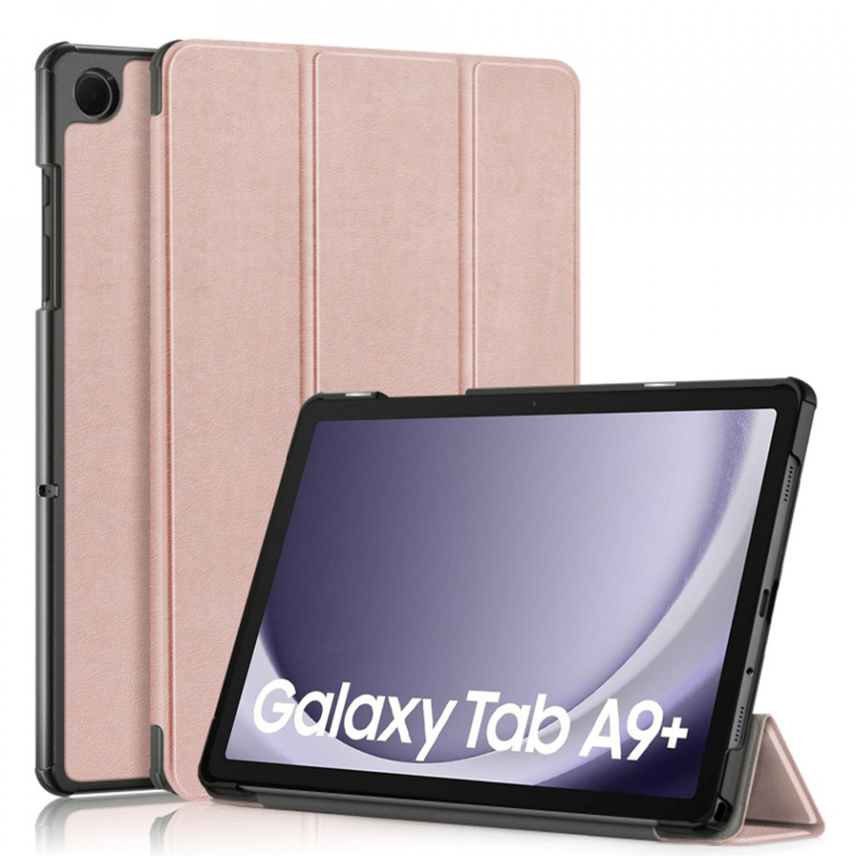 Husa tableta pentru Samsung Galaxy Tab A9 Plus cu suport Multi-Unghi și functie Sleep/Wake , SKYDDAR FoldVision - Roz