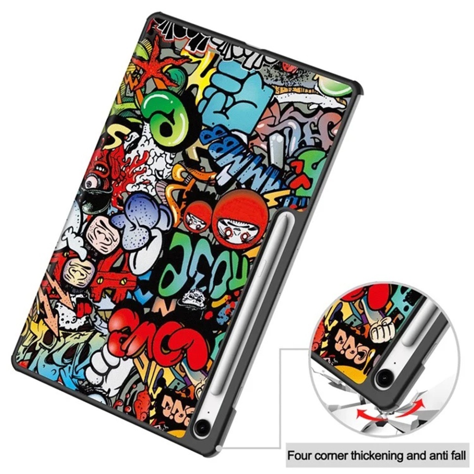 Husa tableta pentru Samsung Galaxy Tab S10 FE Plus, SKYDDAR INNOVATION, cu suport Multi-Unghi si functie Sleep/Wake, FoldPro, Urban vibe, set cu sticker - 1 | YEO