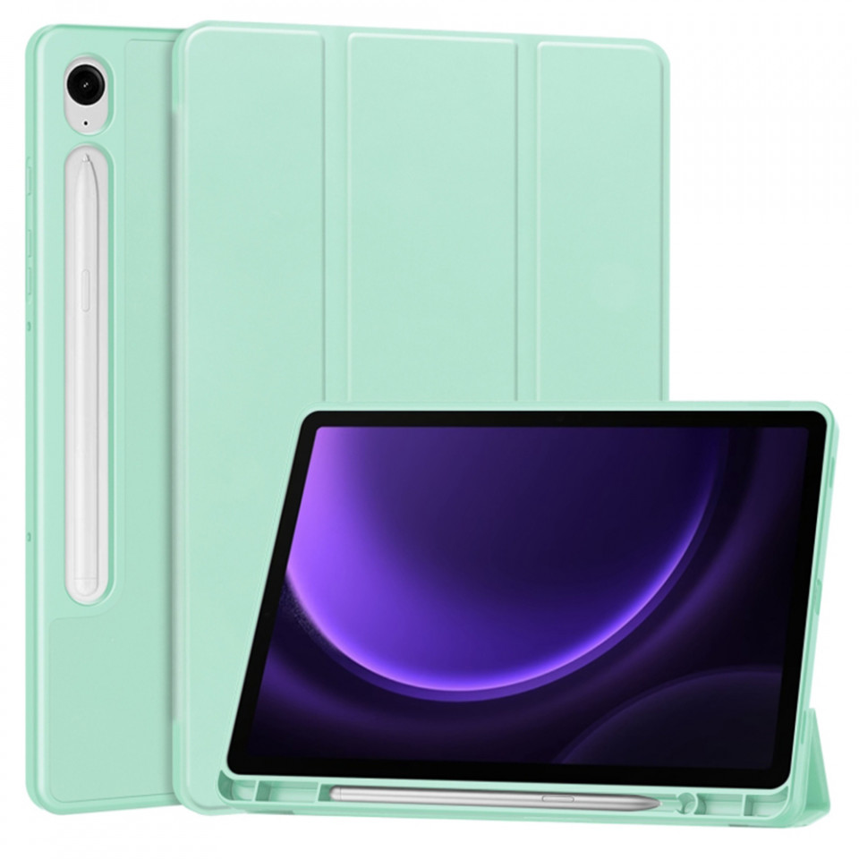 Husa tableta pentru Samsung Galaxy Tab S9 FE cu suport 2 Unghiuri și functie Sleep/Wake, SKDR OfficeMate - Verde deschis