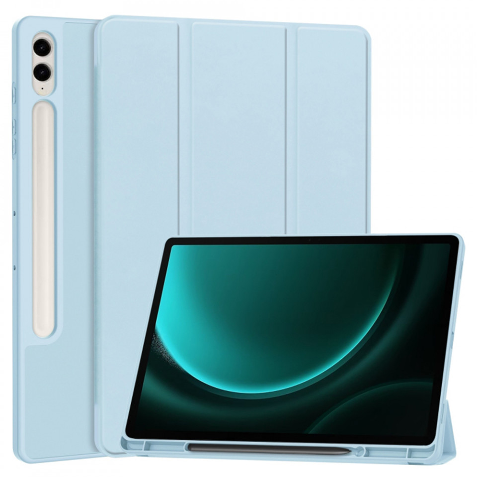 Husa tableta pentru Samsung Galaxy Tab S9 FE Plus cu suport 2 Unghiuri și functie Sleep/Wake, SKDR OfficeMate - Bleu