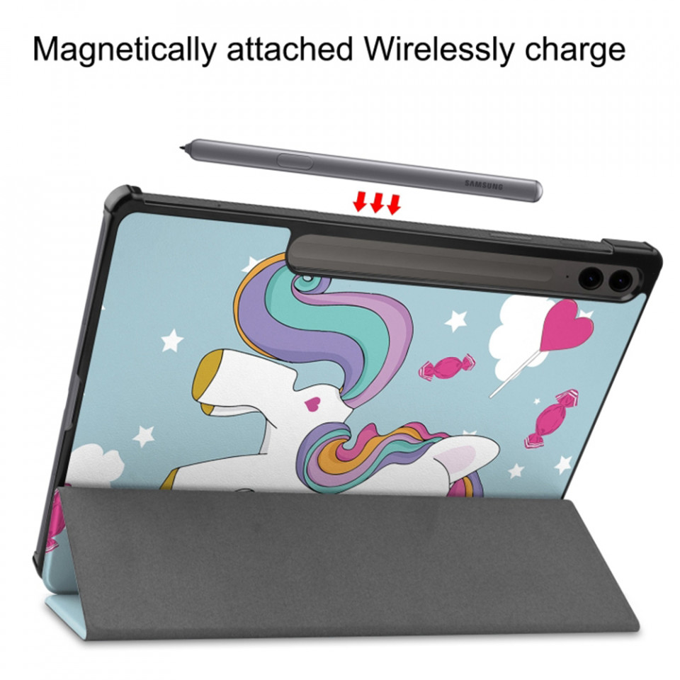 Husa tableta pentru Samsung Galaxy Tab S9 Plus / Galaxy Tab S9 FE Plus cu suport Multi-Unghi și functie Sleep/Wake , SKYDDAR FoldVision Colour - Unicorn - 3 | YEO