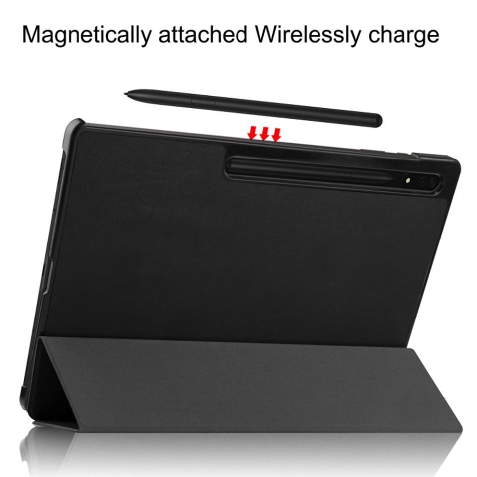 Husa tableta pentru Samsung Galaxy Tab S9 Plus / S9 FE Plus / S10 Plus, SKYDDAR INNOVATION, cu suport Multi-Unghi si functie Sleep/Wake, FoldPro, Negru, set cu sticker - 1 | YEO