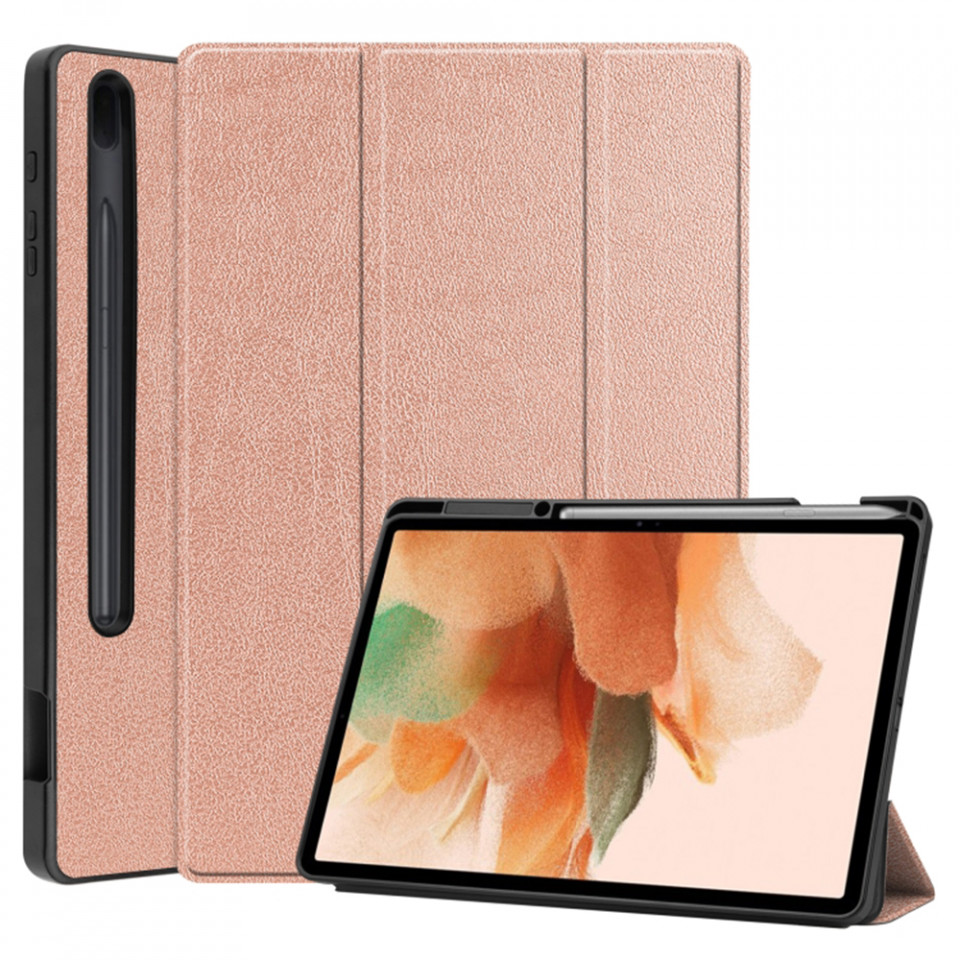 Husa tableta pentru Samsung Tab S7 Plus / Tab S8 Plus / Tab S7 FE cu suport Multi-Unghi și functie Sleep/Wake , SKYDDAR FoldVision - Roz
