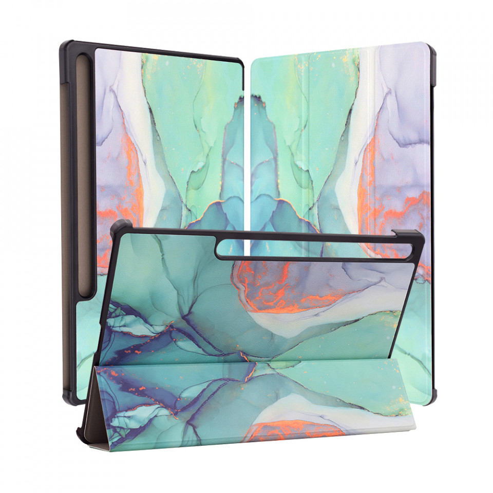 Husa tableta pentru Samsung Tab S7 Plus / Tab S8 Plus / Tab S7 FE cu suport Multi-Unghi și functie Sleep/Wake , SKYDDAR FoldVision Colour - Green time