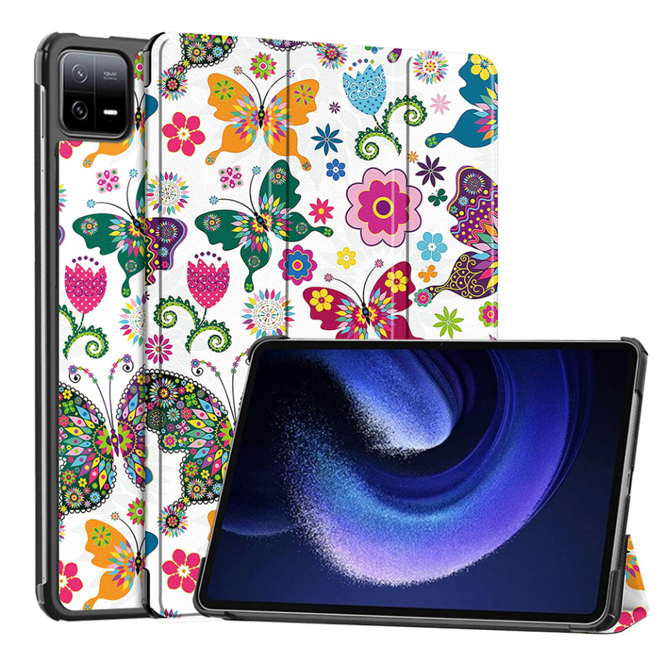 Husa tableta pentru Xiaomi Pad 6 / Pad 6 Pro cu suport Multi-Unghi și functie Sleep/Wake , SKYDDAR FoldVision Colour - Butterfly