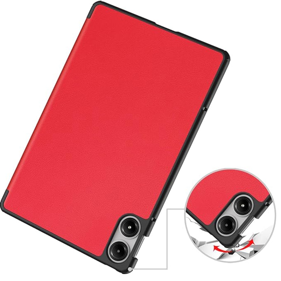 Husa tableta pentru Xiaomi Redmi Pad Pro / Redmi Pad Pro 5G / Poco Pad, SKYDDAR INNOVATION, cu suport Multi-Unghi si functie Sleep/Wake, FoldPro, Rosu, set cu sticker - 3 | YEO