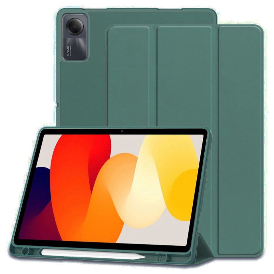 Husa tableta pentru Xiaomi Redmi Pad SE cu suport cu 2 Unghiuri și functie Sleep/Wake, SKDR OfficeMate - Verde inchis