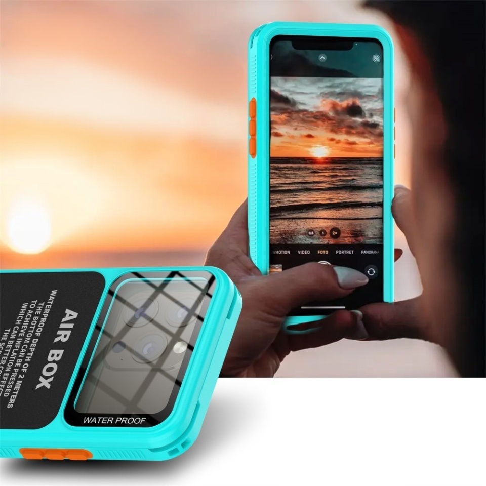 Husa Telefon Impermeabila Universala până la 6.9 inch, ShellBox AirBox IP68, Albastru - 2 | YEO