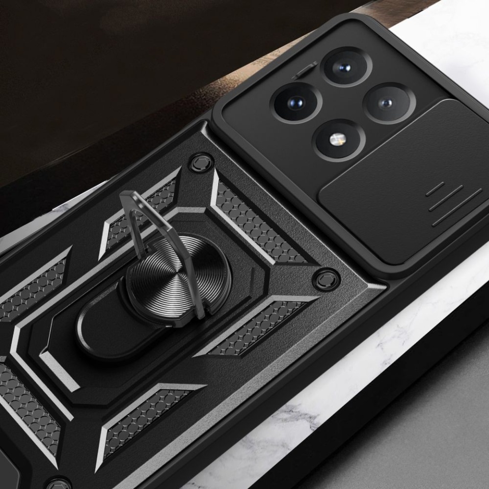 Husa Xiaomi Poco F6 Pro cu inel magnetic si protectie camera Skyddar CamShield - Albastru - 2 | YEO