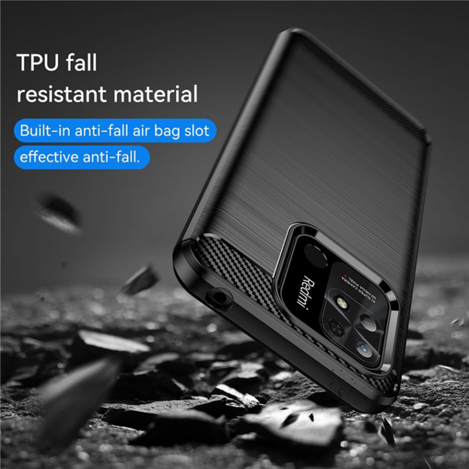 Husa Xiaomi Redmi 10C din silicon, Slim, cu textura Fibra Carbon - Negru - 3 | YEO