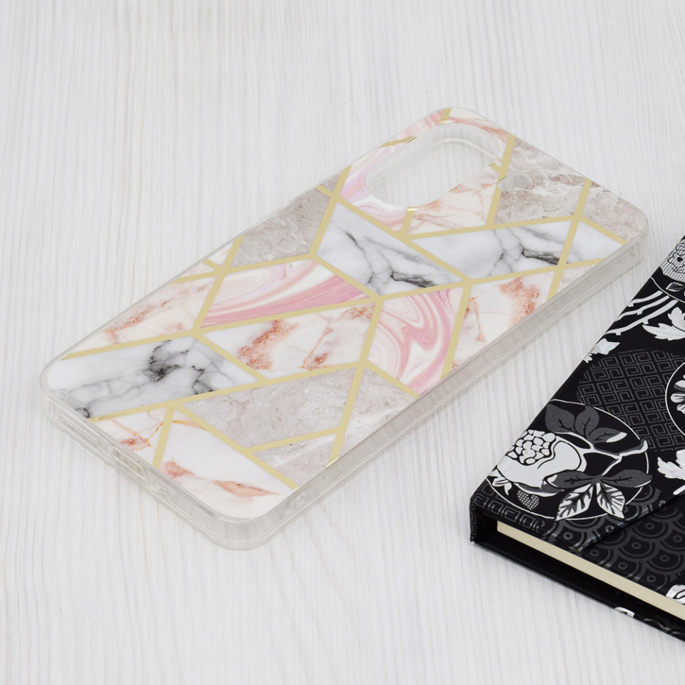 Husa Xiaomi Redmi 13C 4G / Poco C65 din silicon, Techsuit Marble - Roz - 3 | YEO
