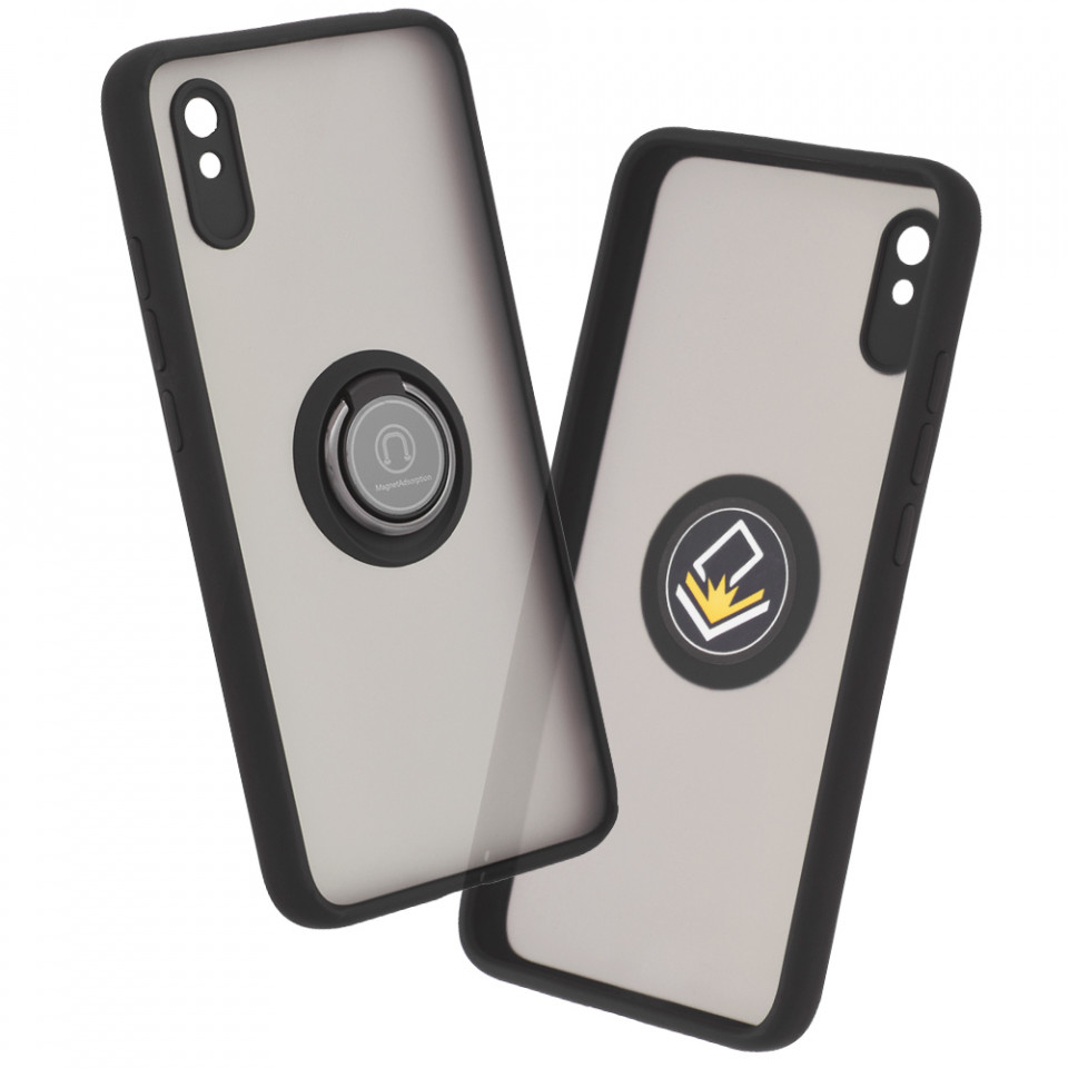 Husă Xiaomi Redmi 9A / Redmi 9AT SKYDDAR Glinth+ cu Inel Rotativ 360°, Compatibilitate Magnetică, Absorbție Șocuri, Design Subțire și Elegant - Negru
