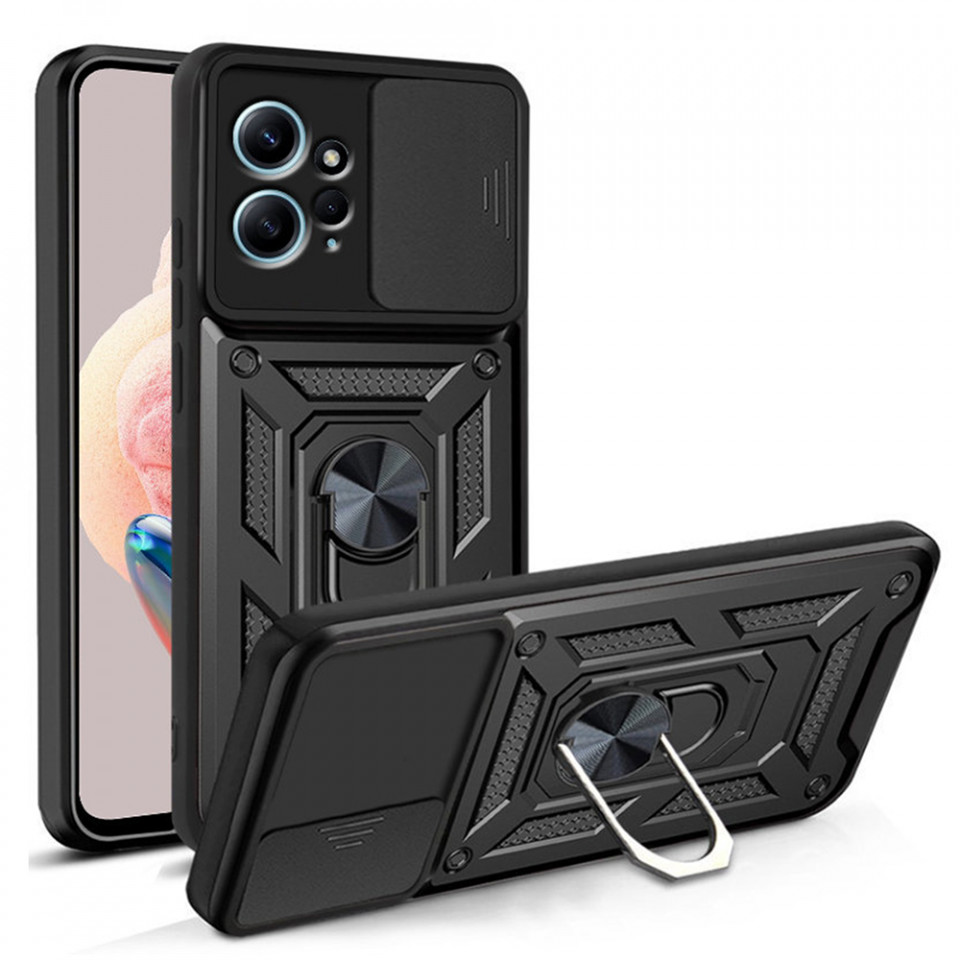 Husa Xiaomi Redmi Note 12 4G cu inel magnetic, Techsuit CamShield - Negru