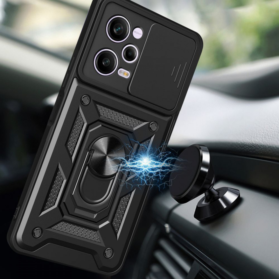 Husa Xiaomi Redmi Note 12 Pro 5G / Poco X5 Pro cu inel magnetic, Techsuit CamShield - Negru - 3 | YEO