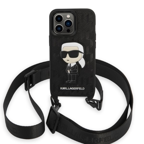 Huse pentru iPhone 14 Pro, Karl Lagerfeld, Hardcase Monogram, Negru - 1 | YEO