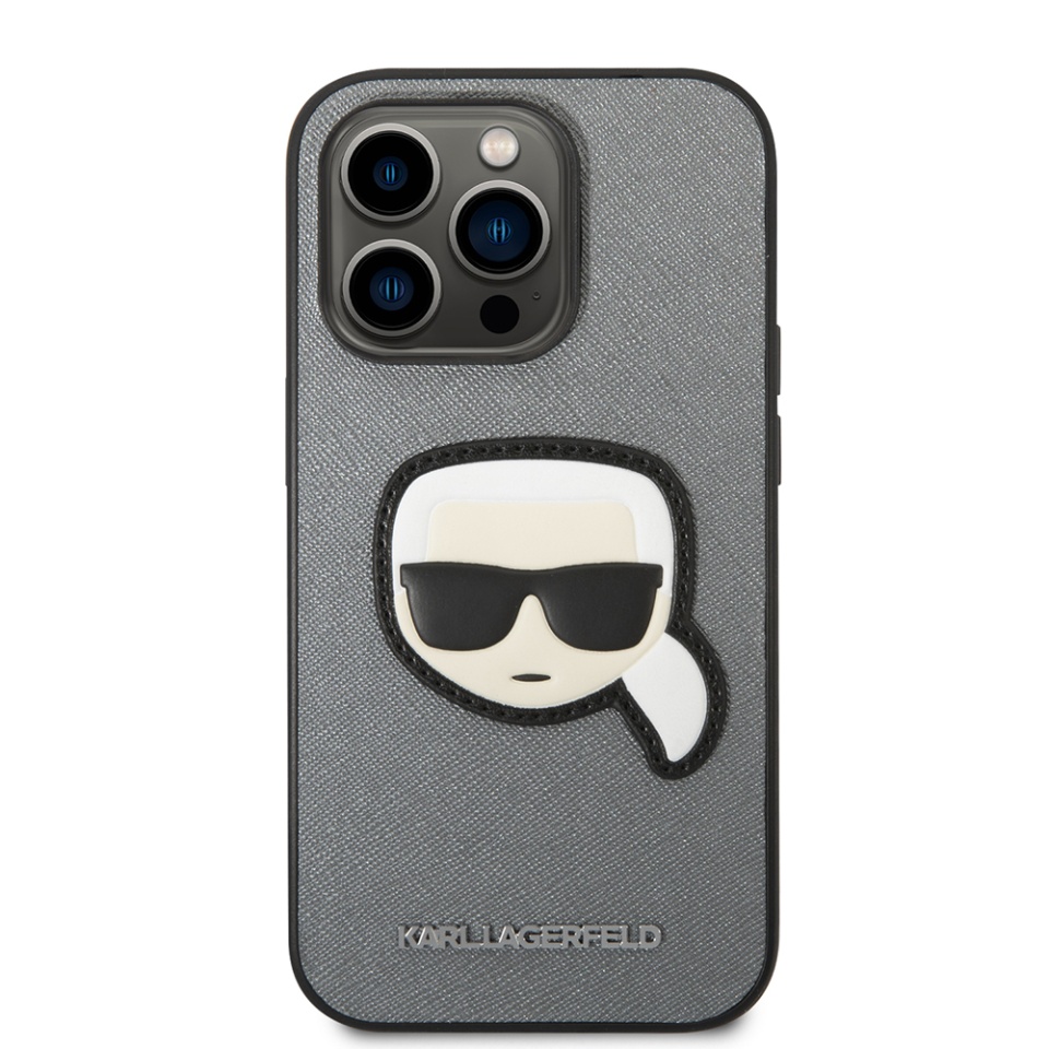 Huse pentru iPhone 14 Pro, Karl Lagerfeld, Saffiano, Argintiu - 2 | YEO