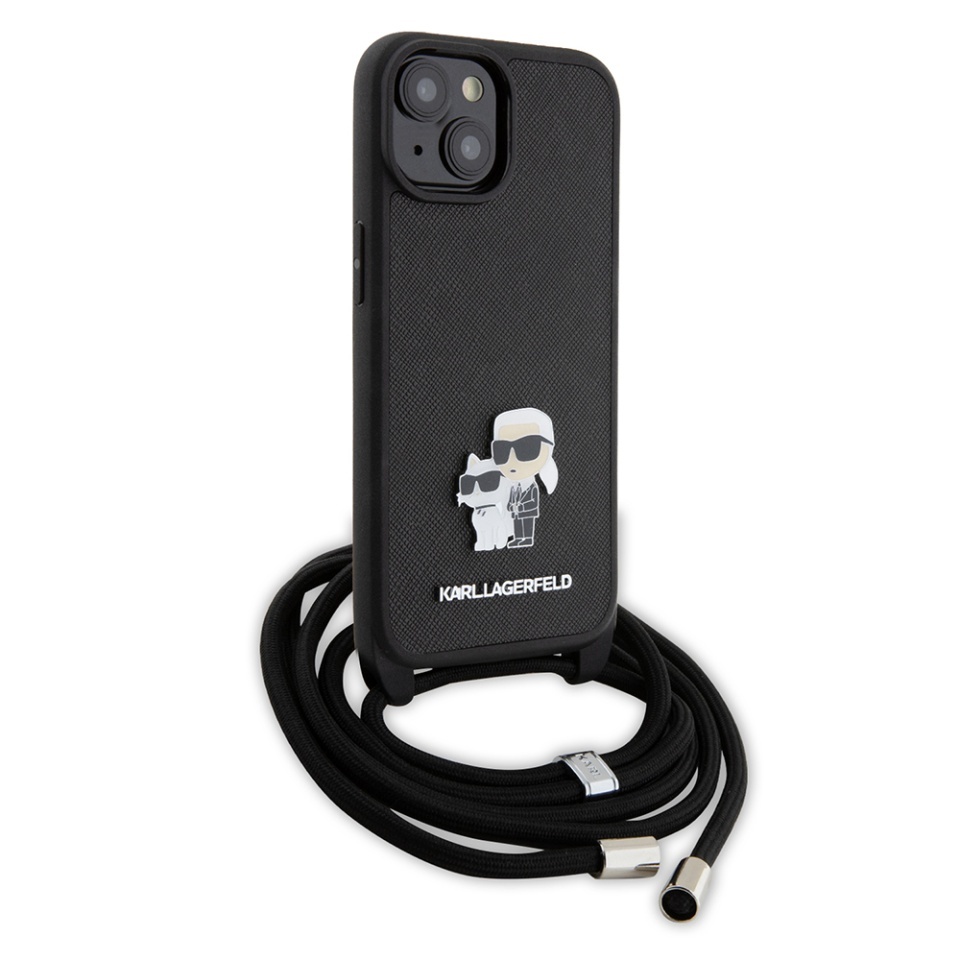 Huse pentru iPhone 15 Plus, Karl Lagerfeld, Saffiano Crossbody, Negru - 1 | YEO