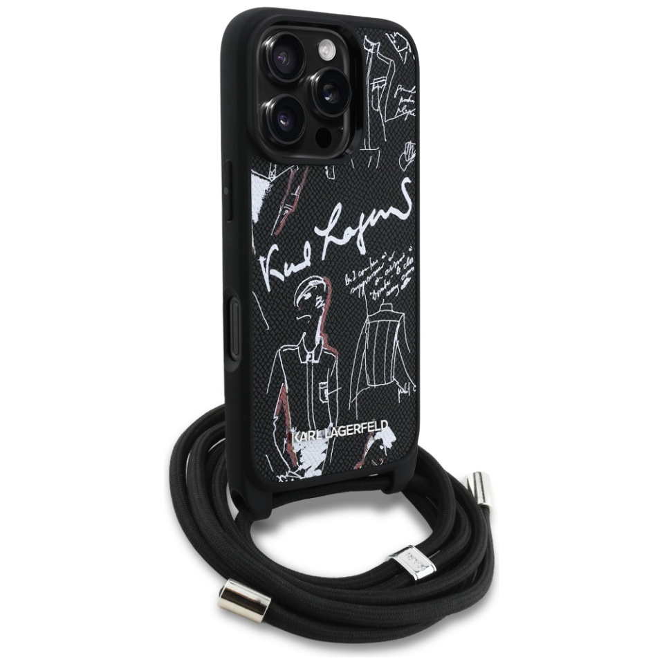 Huse pentru iPhone 16 Pro Max, Karl Lagerfeld, Saffiano Crossbody, Albastru - 1 | YEO