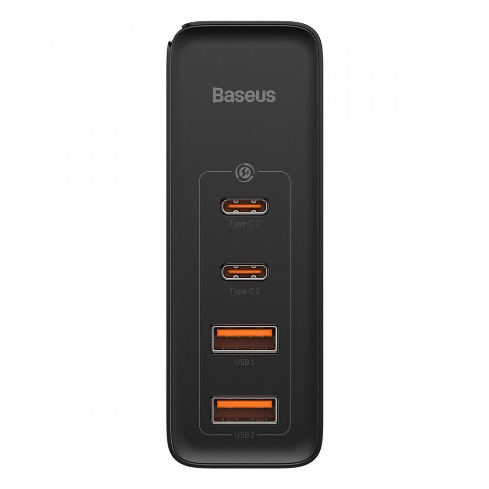 Incarcator 2x USB-C PD 100W, 2x USB-A QC3.0 with Cable Type-C to Type-C - Baseus (CCGAN2P-L01) - Black - 3 | YEO
