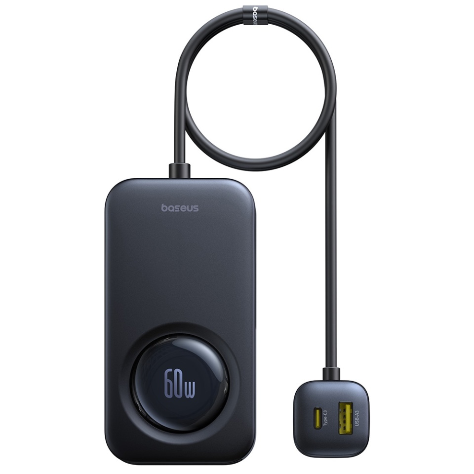 Incarcator Auto 105W, 3x USB-A, 3x Type-C, cablu retractabil 60W, Fast Charge, Baseus PrimeTrip VW1, Negru