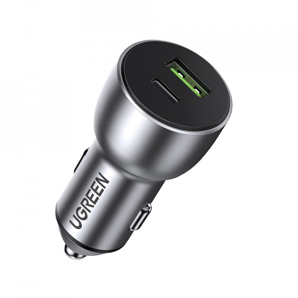 Incarcator auto (60980) 2xUSB-A, QC 3.0, 42.5W & invelis aluminiu - Albastru inchis