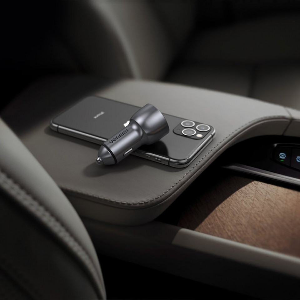 Incarcator auto (60980) 2xUSB-A, QC 3.0, 42.5W & invelis aluminiu - Albastru inchis - 3 | YEO