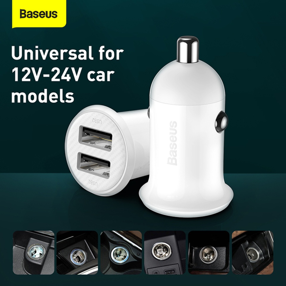 Incarcator Auto, Dual USB, LED Backlight, 5V, 3.1A, Baseus CCALL-ML02 - Alb - 3 | YEO